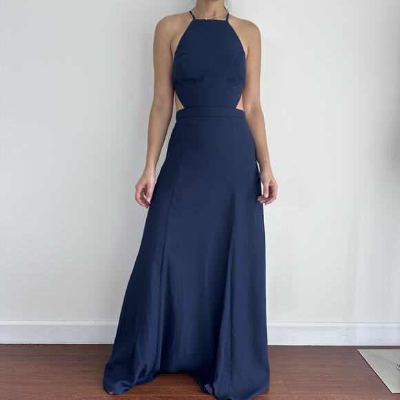 Fame And Partners Dress 8 Navy Dreamer Gown Evening Elegant Quiet Luxury Gala - Picture 2 of 11
